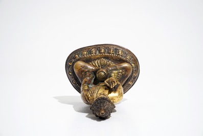 A Sino-Tibetan gilt bronze Buddha, Ming/Qing Dynasty, 16/17th C.