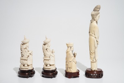 A Chinese ivory emperor's pair, a sage and a female immortal, 19/20th C.