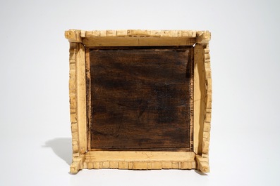 A large Chinese carved ivory stand, 18/19th C.