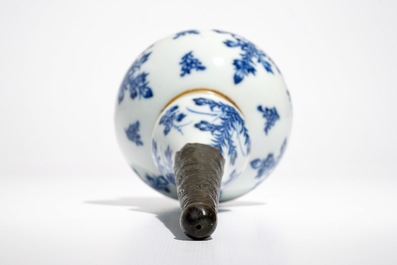 A Chinese blue and white silver-mounted water sprinkler for the Islamic market, Kangxi