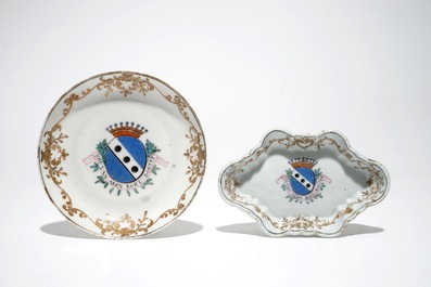 A Chinese Dutch market armorial part-tea service, Qianlong