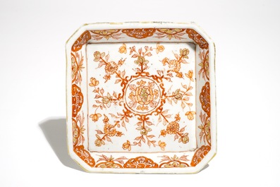 A Chinese milk and blood teapot on stand, Kangxi