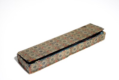 A Chinese folding umbrella with ivory handle, in original box marked Lee Ching, Canton, 19th C.
