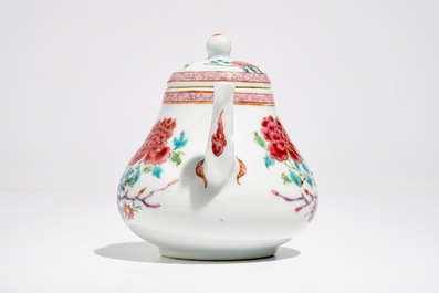 A Chinese famille rose rooster teapot and cover, Yongzheng