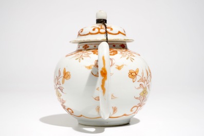 A Chinese milk and blood teapot on stand, Kangxi