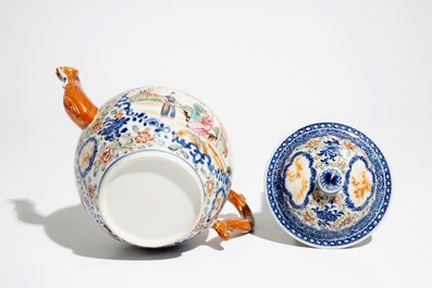 A large Chinese famille rose mandarin teapot, Qianlong