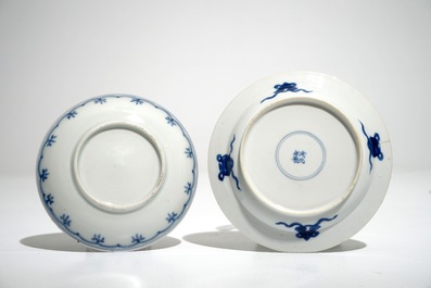 Twenty-two Chinese blue and white saucers, mostly Kangxi