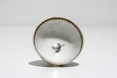 Six Chinese miniature grisaille cups and saucers with Jesuits, Qianlong