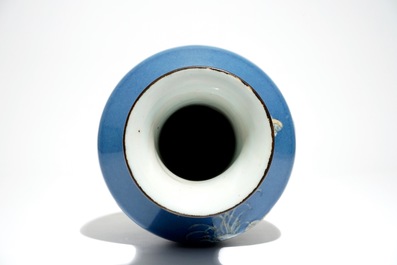 A Chinese blue ground-vase with rabbits and butterflies, 19th C.