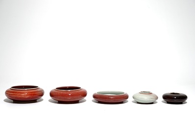 Five Chinese monochrome bruswashers, 19/20th C.