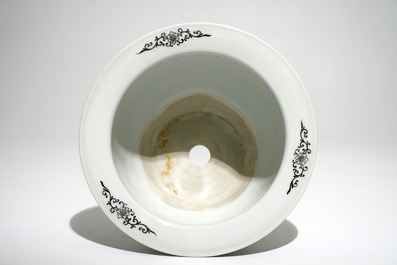 A Chinese famille rose floral dish and a famille rose jardiniere on stand, 18th and 20th C.