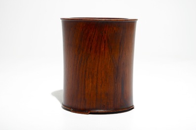 A Chinese huanghuali brush pot, 17/18th C.