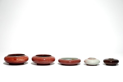 Five Chinese monochrome bruswashers, 19/20th C.