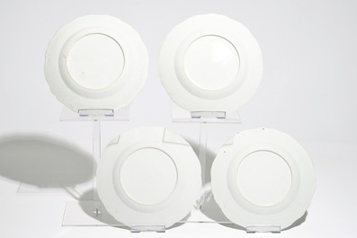 Four Chinese famille rose plates with a deer, Qianlong