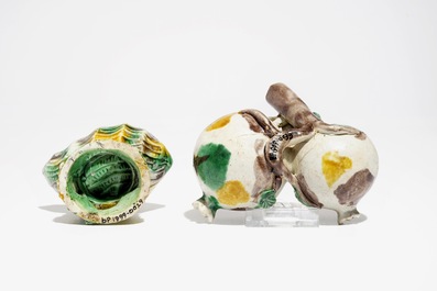 Two Chinese verte biscuit brushwashers, Kangxi