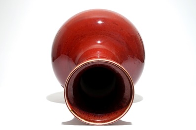 A Chinese monochrome langyao bottle vase, 19/20th C.