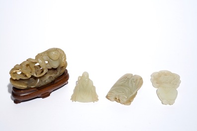 Four Chinese jade carvings, 19/20th C.