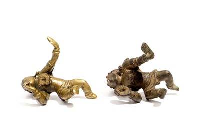 Two small bronze figures of "Bala Krishna", India, 17th and 19th C.