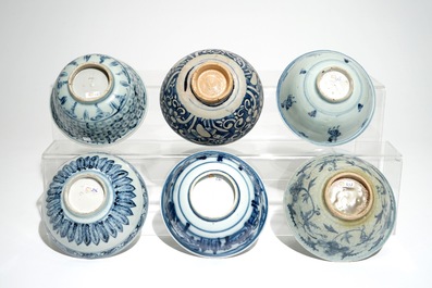 Six Chinese blue and white bowls, Ming