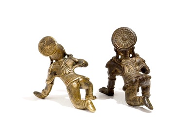 Two small bronze figures of "Bala Krishna", India, 17th and 19th C.