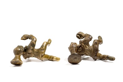Two small bronze figures of "Bala Krishna", India, 17th and 19th C.