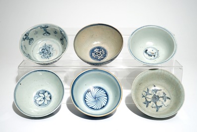 Six Chinese blue and white bowls, Ming