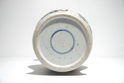 A Chinese famille verte yenyen vase with birds and flowers, Kangxi