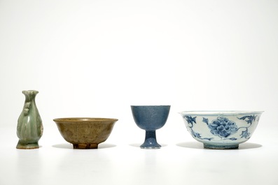 A group of Chinese monochrome and blue and white porcelain, Song and later