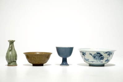 A group of Chinese monochrome and blue and white porcelain, Song and later