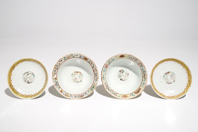 A pair of Chinese famille rose Straits or Peranakan covered bowls, 19th C.