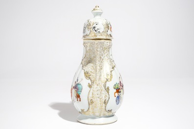 A large Chinese famille rose mandarin covered jug, Qianlong