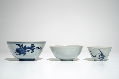 A group of Chinese blue and white wares, Ming