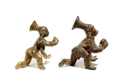Two small bronze figures of "Bala Krishna", India, 17th and 19th C.
