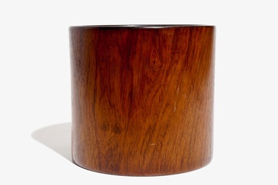 A large Chinese hardwood bitong brushpot or scroll holder, 19/20th C.