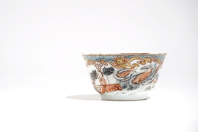 Two Chinese famille rose cups and saucers, Yongzheng/Qianlong