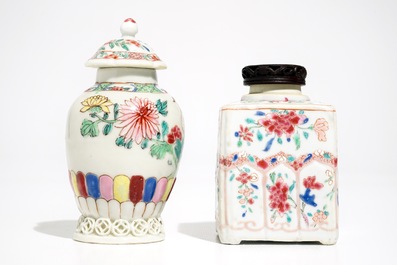 Two Chinese famille rose tea caddies, Yongzheng/Qianlong