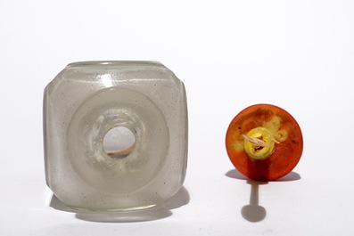 A Chinese inside-painted glass snuff bottle, 20th C.