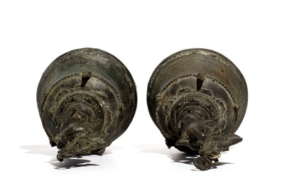 A pair of large bronze temple bells, India or Nepal, 19th C.