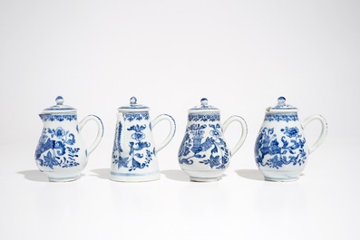 A Chinese blue and white cruet set on stand, Qianlong