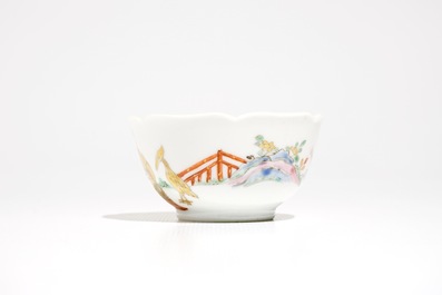 A Chinese Pronk style cup and saucer, Qianlong, ca. 1740