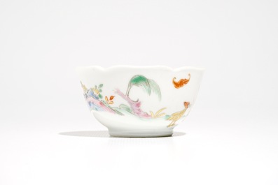 A Chinese Pronk style cup and saucer, Qianlong, ca. 1740