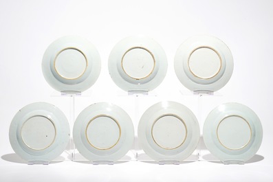 Seven Chinese Imari style plates with floral design, Qianlong