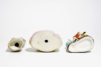 Three various Chinese famille rose figures, 19/20th C.