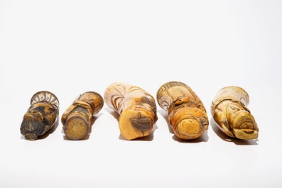 Five Chinese ivory models of immortals, 19/20th C.