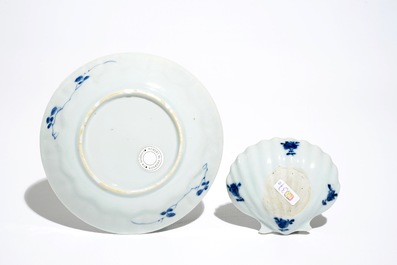Various Chinese blue and white bowls and a cup and saucer, Ming, Kangxi and Qianlong
