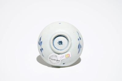 Three small Chinese blue and white boxes, two bowls and two small monochrome vases, Ming and later
