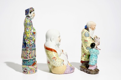 Three various Chinese famille rose figures, 19/20th C.