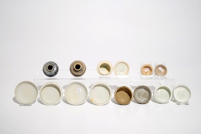 Eight small blue and white and qingbai jarlets and boxes, Song and Ming Dynasty