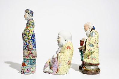 Three various Chinese famille rose figures, 19/20th C.