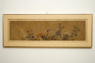 A Chinese horizontal floral subject painting on paper, 18/19th C.